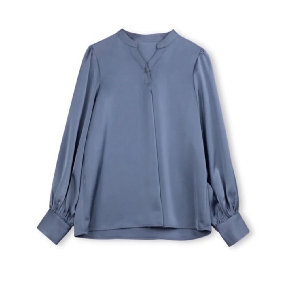 Junees Georgette Dusty Blue Satin Blouse